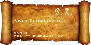 Vavro Krisztián névjegykártya